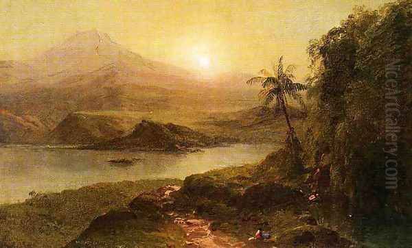 Mountain Landscape with River, Near Philadelphia Oil Painting by Frederic Edwin Church