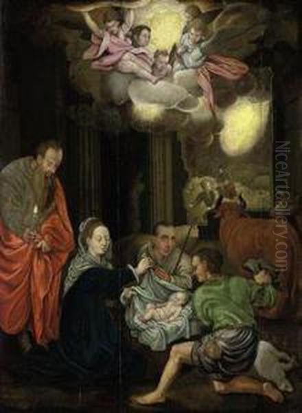 The Adoration Of The Shepherds Oil Painting by Jacob I De Backer