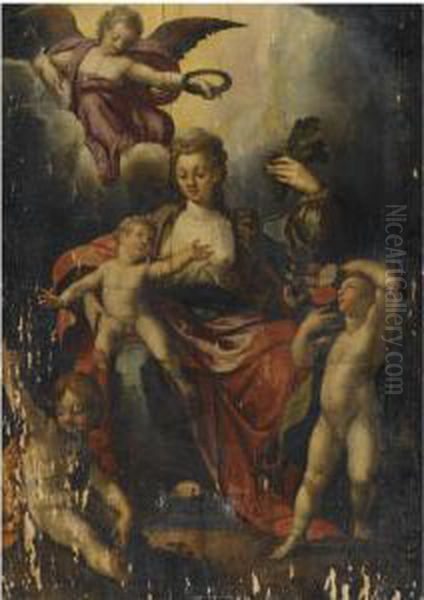 An Allegory Of Charity Oil Painting by Jacob I De Backer