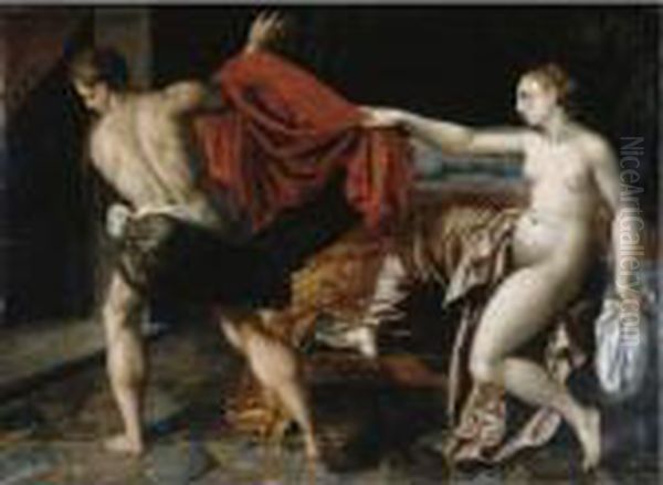 Joseph And Potiphar's Wife Oil Painting by Jacob I De Backer