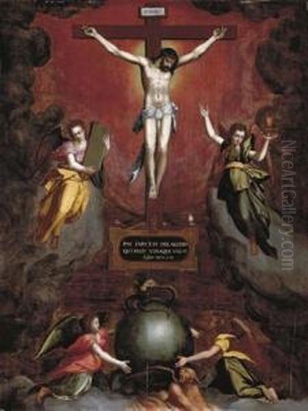 The Crucifixion Oil Painting by Jacob I De Backer