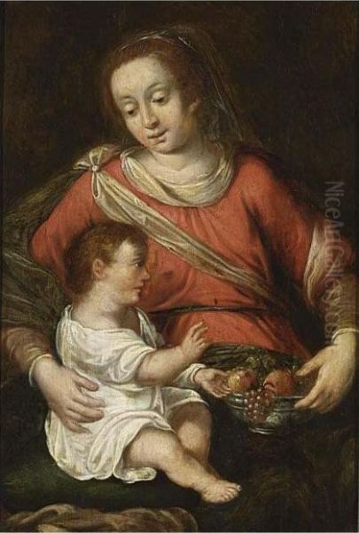 Madonna With Child Oil Painting by Jacob I De Backer