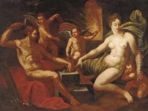 Venus At The Forge Of Vulcan Oil Painting by Jacob I De Backer