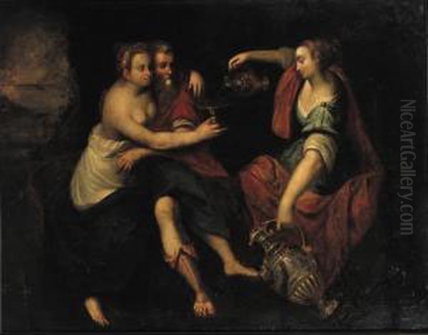 Lot And His Daughters Oil Painting by Jacob I De Backer