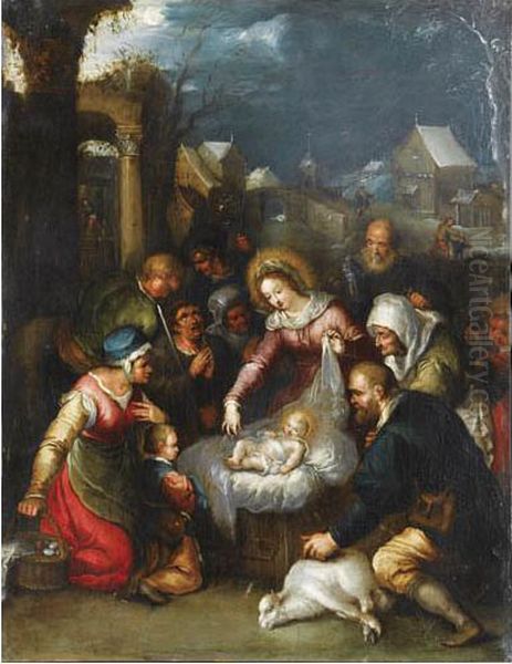 L'adoration Des Bergers Oil Painting by Cornelis de Baellieur