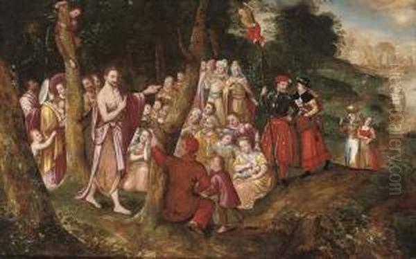 Christ Preaching To The Multitude Oil Painting by Cornelis de Baellieur