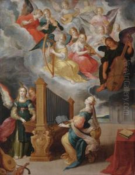 Saint Cecilia Oil Painting by Cornelis de Baellieur