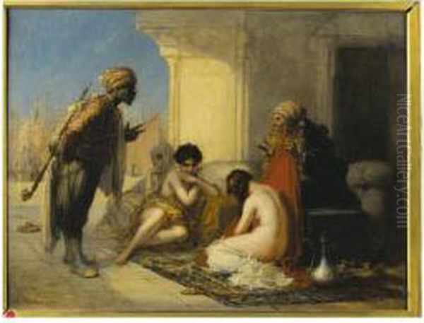 Le Marchand D'esclaves Oil Painting by Edouard Charles De Beaumont