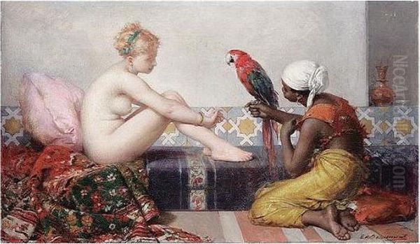 In The Harem Oil Painting by Edouard Charles De Beaumont