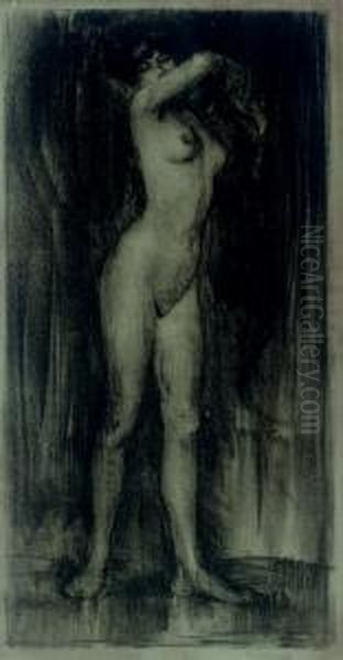 Study Of A Nude Female Figure Oil Painting by Albert De Belleroche