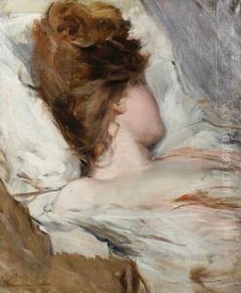 Lili Asleep Oil Painting by Albert De Belleroche