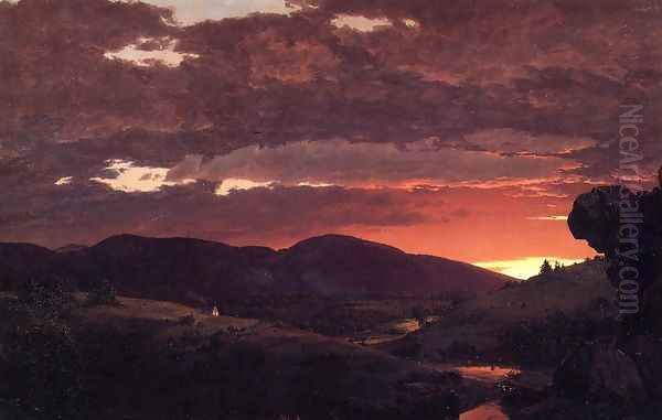 Twilight, 'Short arbiter 'twixt day and night' Oil Painting by Frederic Edwin Church