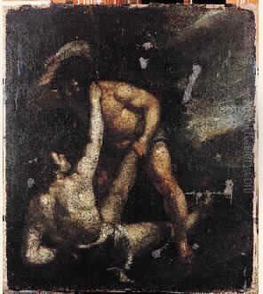 Cain Tuant Abel Oil Painting by Antonio De Bellis