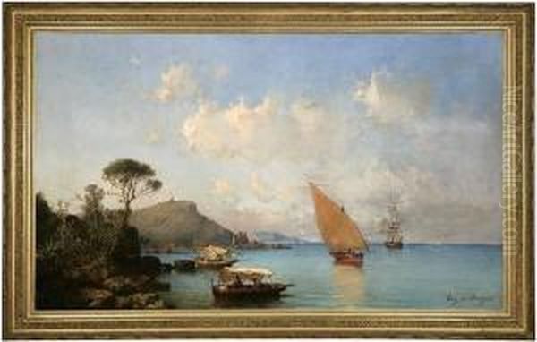 View Of The Coast Of The Isle Of Capri Oil Painting by Tony Francis De Bergue