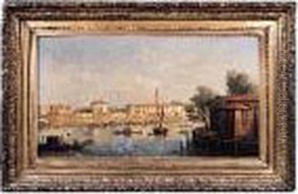 Tony . Vue De Venise Oil Painting by Tony Francis De Bergue