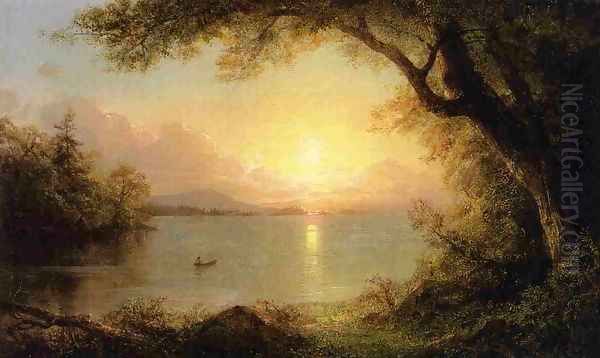 Lake Scene Oil Painting by Frederic Edwin Church