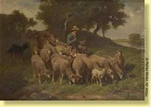 Berger Et Ses Moutons Oil Painting by Franz De Beul