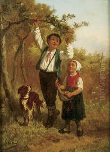 Picking Cherries And Leap Frog Oil Painting by Franz De Beul