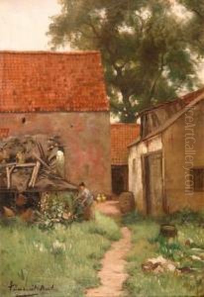 View On An Idyllic Farmers Homestead Oil Painting by Franz De Beul