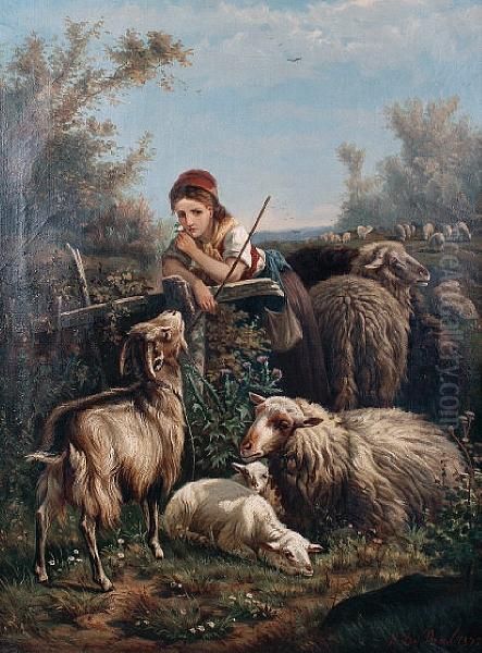 The Wistful Shepherdess Oil Painting by Henri De Beul