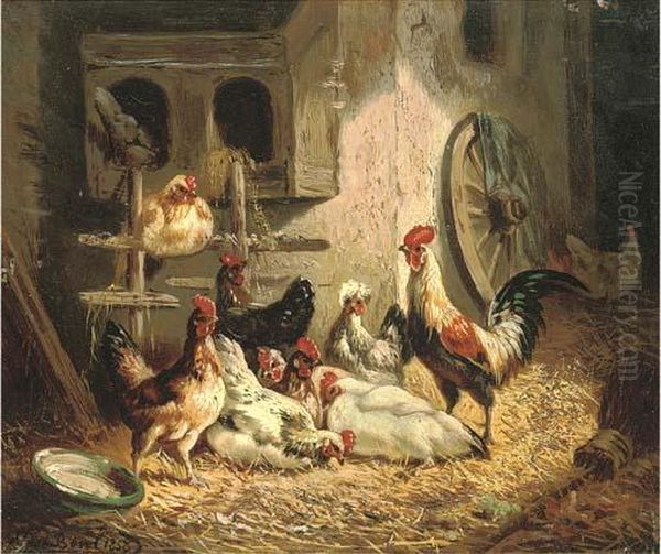 The Chicken Coup Oil Painting by Henri De Beul