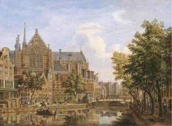 The Nieuwe Kerk, Amsterdam Oil Painting by Jan De Beyer