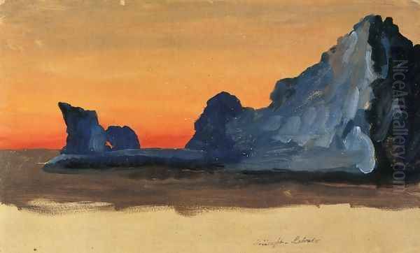 Icebergs at Midnight, Labrador Oil Painting by Frederic Edwin Church