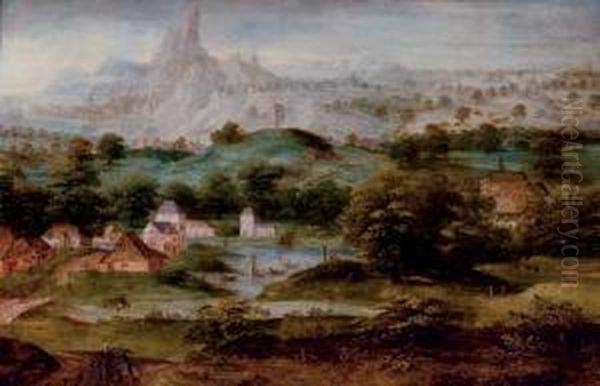 An Extensive Landscape With The Banishment Of Hagar Oil Painting by Herri met de Bles