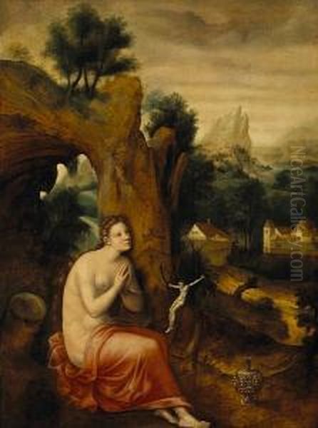 A Landscape With The Penitent Mary Magdalene In Prayer Oil Painting by Herri met de Bles