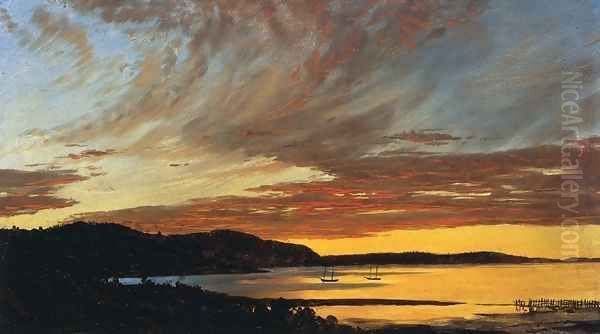 Sunset, Bar Harbor Oil Painting by Frederic Edwin Church