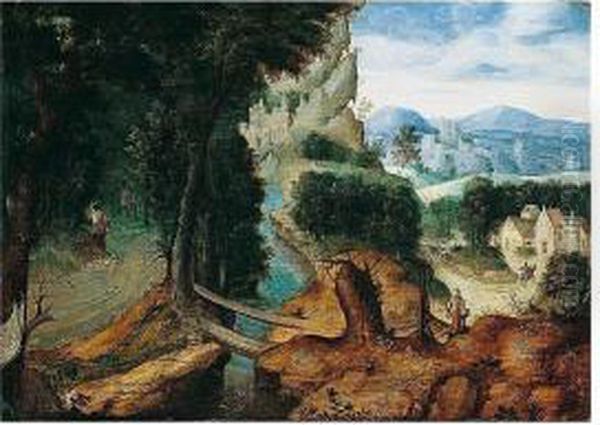 A Landscape With The The Parable Of The Good Samaritan Oil Painting by Herri met de Bles