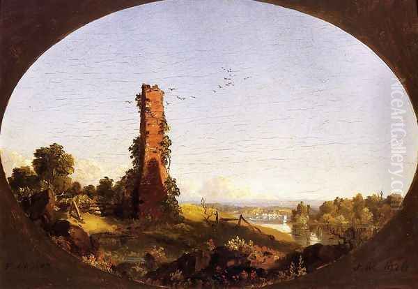 New England Landscape With Ruined Chimney Oil Painting by Frederic Edwin Church