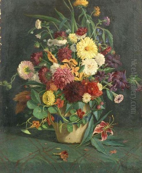 Arrangement Of Summer Flowers Oil Painting by Francois B. De Blois