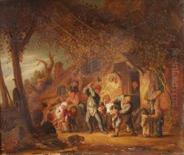 Flaying The Ox Oil Painting by Pieter de Bloot