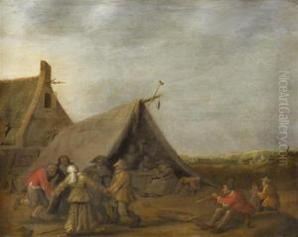 La Ronde Des Paysans Dans Un Paysage Oil Painting by Pieter de Bloot