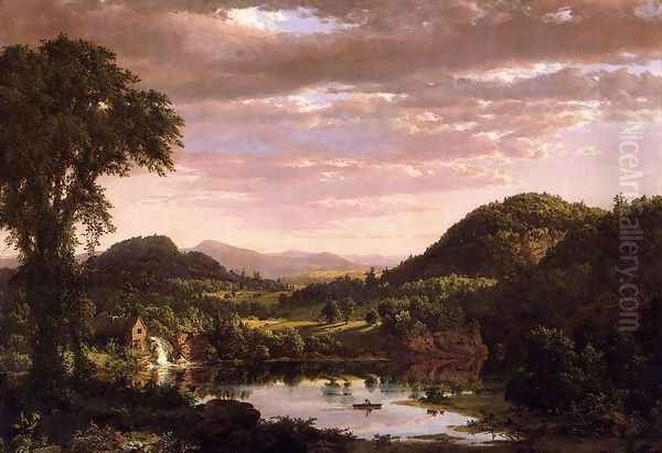 New England Landscape (or Evening after a Storm) Oil Painting by Frederic Edwin Church