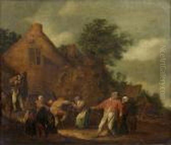 Rejouissances Paysannes Devant L'auberge Oil Painting by Pieter de Bloot