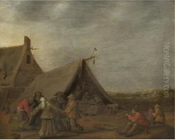 An Outdoor Scene With Villagers Dancing Oil Painting by Pieter de Bloot