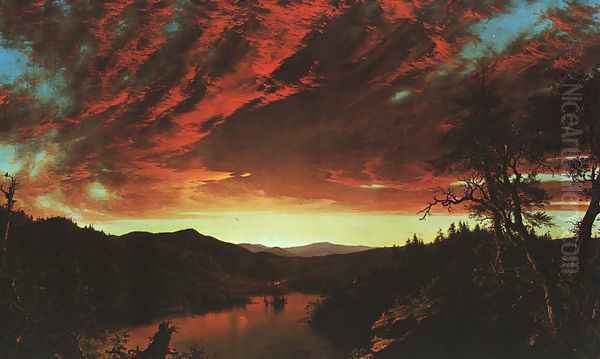 Secluded Landscape at Sunset, 1860 Oil Painting by Frederic Edwin Church