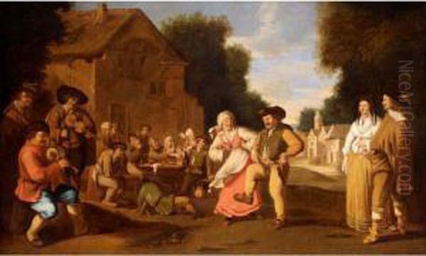 A Village Scene With Boors Dancing Oil Painting by Pieter de Bloot