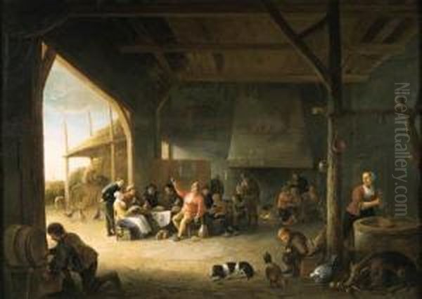 The Interior Of A Barn With Boors Carousing
Signed And Dated 'p. De. Bloot/1644' Oil Painting by Pieter de Bloot