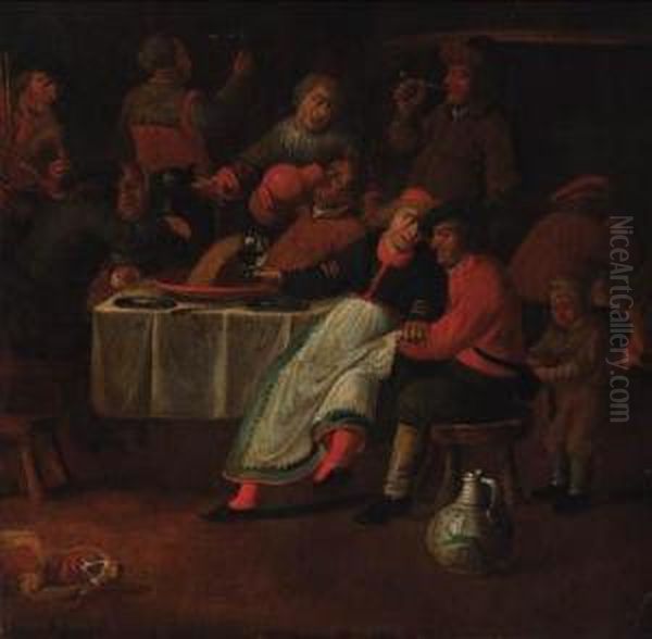 Peasants Merrymaking In An Inn Oil Painting by Pieter de Bloot