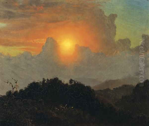 Cloudy Skies, Sunset, Jamaica Oil Painting by Frederic Edwin Church