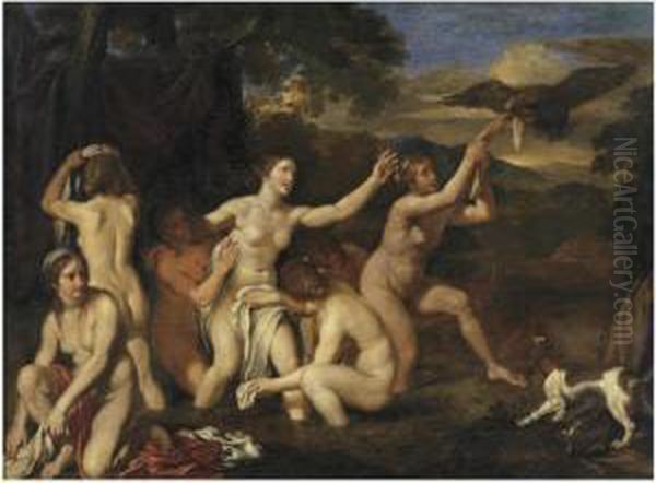 Diana And Nymphs Bathing Oil Painting by Louis de, the Younger Boulogne