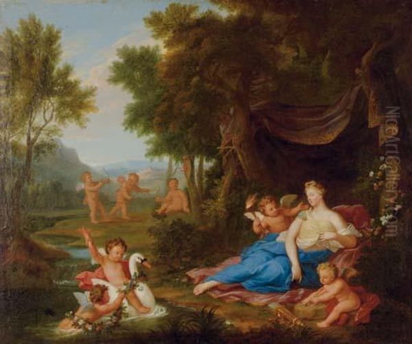 Venus With Attendant Putti In A Wooded Landscape Oil Painting by Louis de, the Younger Boulogne