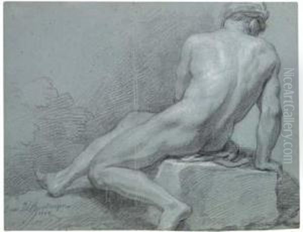 A Seated Nude, Seen From Behind Oil Painting by Louis de, the Younger Boulogne