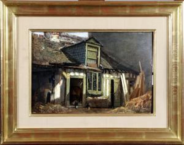 Cour De Ferme Oil Painting by Henri De Braeckeleer