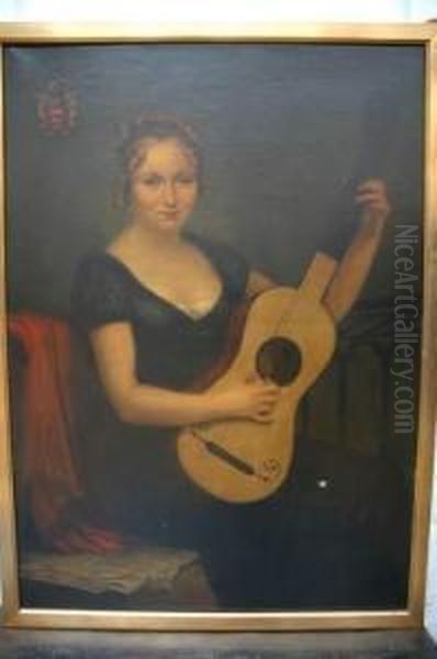 Fille A La Guitare Oil Painting by Henri De Braeckeleer