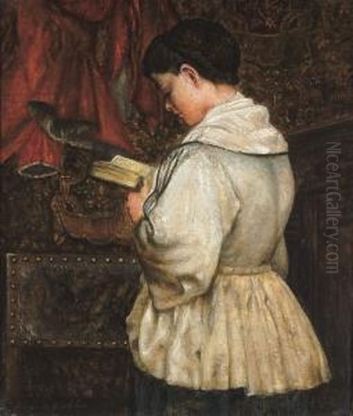 Woman Reading - Liseuse (ca. 1870) Oil Painting by Henri De Braeckeleer