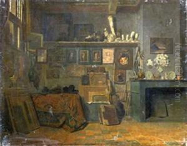 Interieur D'atelier by Adrien Ferdinand de Braekeleer